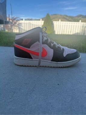 Nike Air Jordan 1 Mid Black Pink with Neon Pink Swoosh